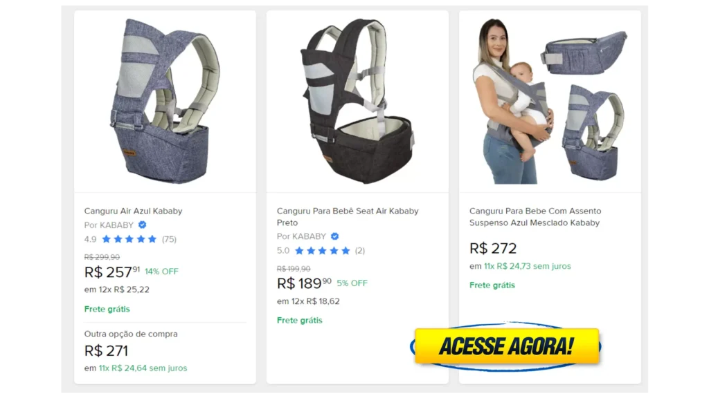 canguru para bebê seat air kababy